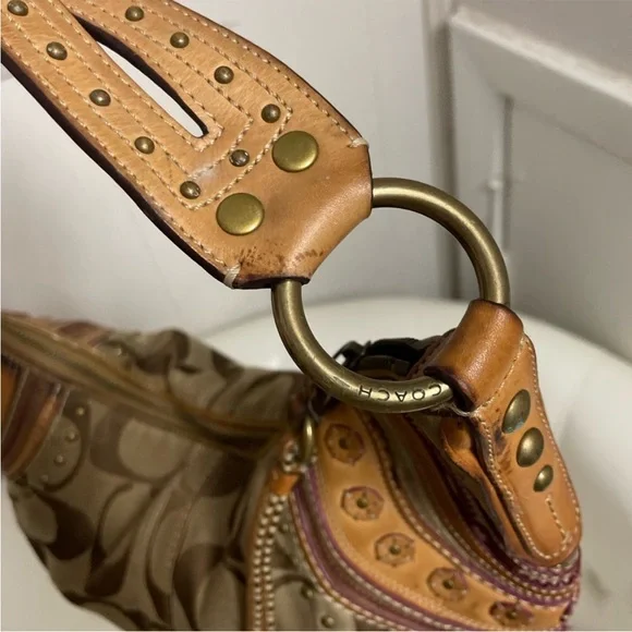 Coach Canvas Hobo Bag in Brown and Tan - Picture 5 of 9